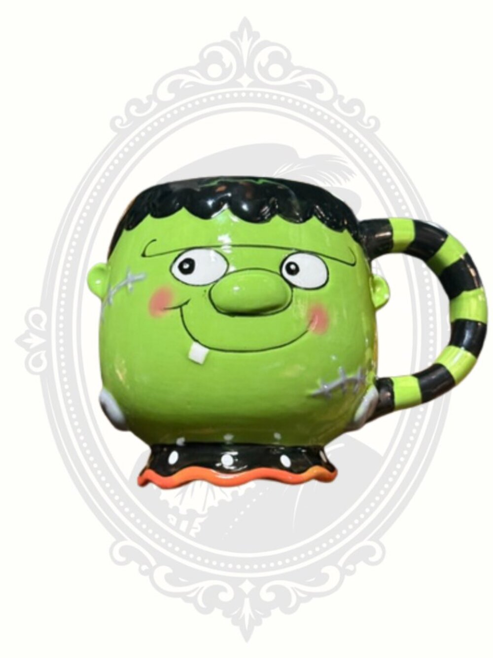 Cracker Barrel Frankenstein Halloween Ceramic Coffee Mug Green Monster